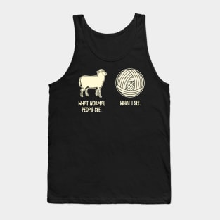 Funny Yarn and Sheep Design for Knitters and Crocheters Tank Top